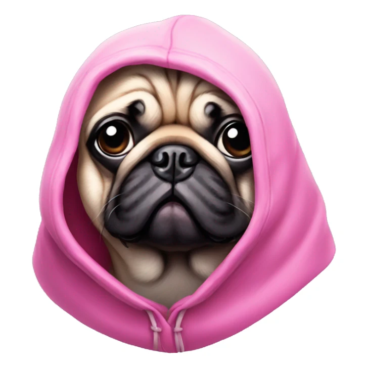 Pug wearing a pink hood portrait sticker