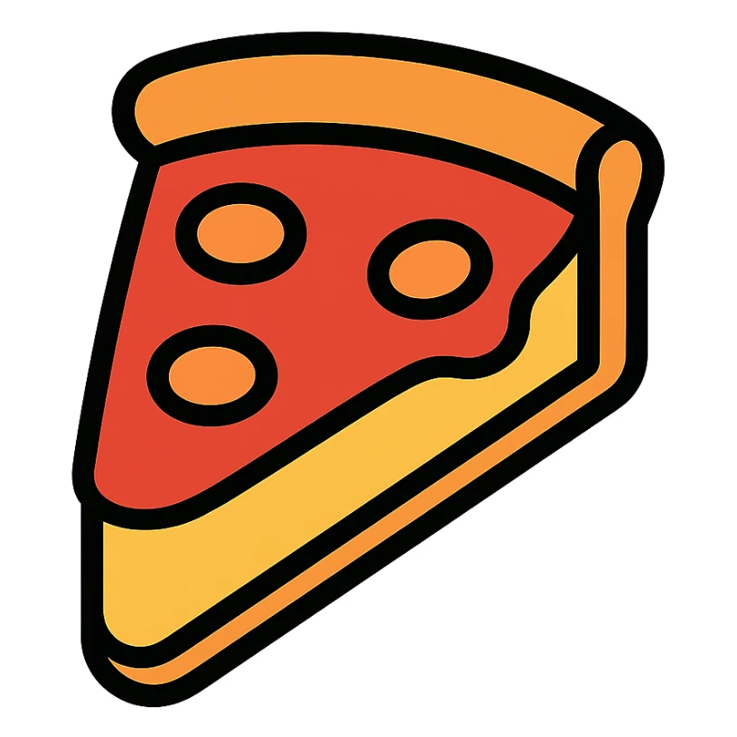 colored icon of a Chicago deep dish pizza slice sticker