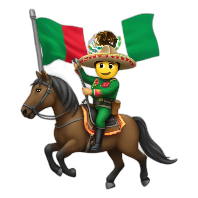 Mexican soldier on horse and flag sticker