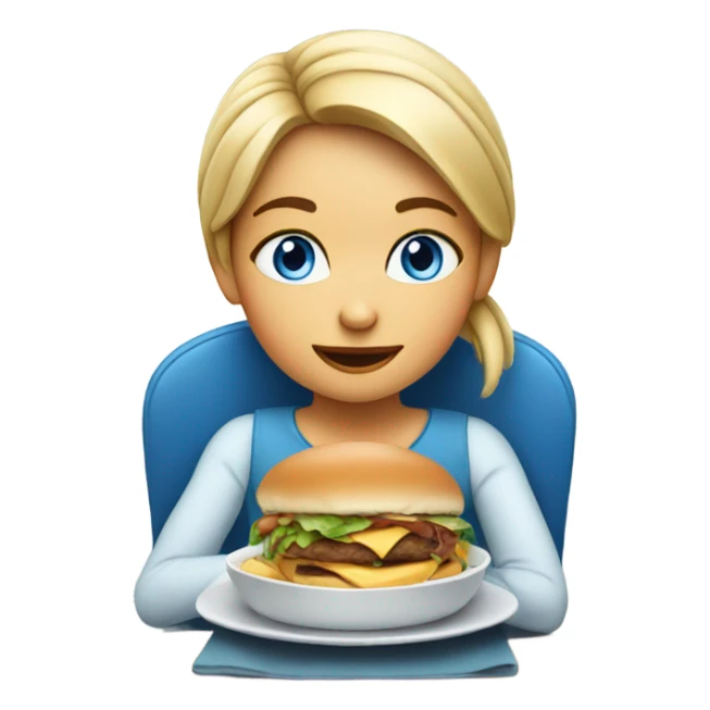 girl eating in a chair abd has blue eyes sticker