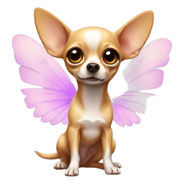 chihuahua with fairy wings and big eyes  sticker