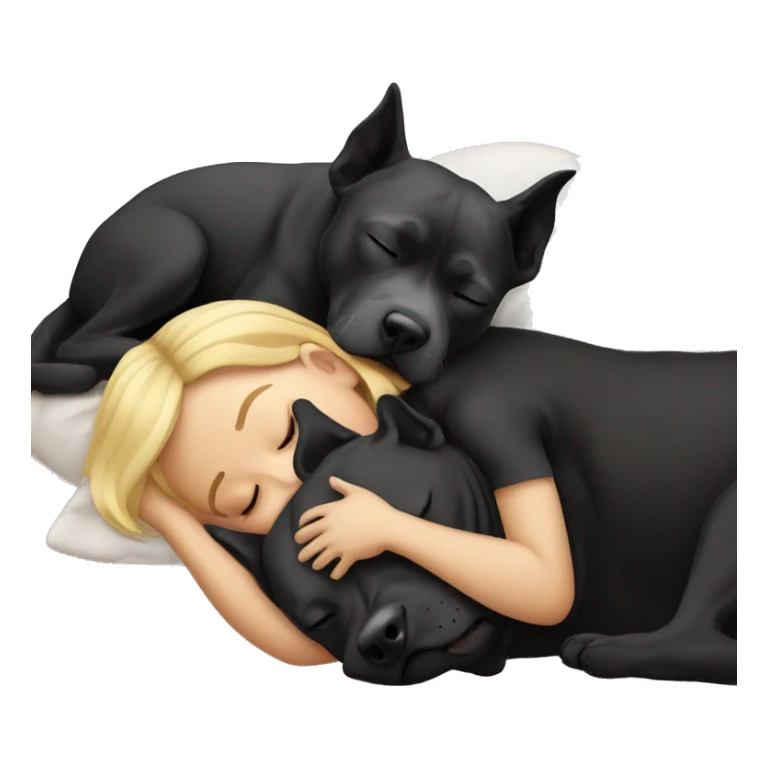 Blond girl sleeping with a black pitbull  sticker