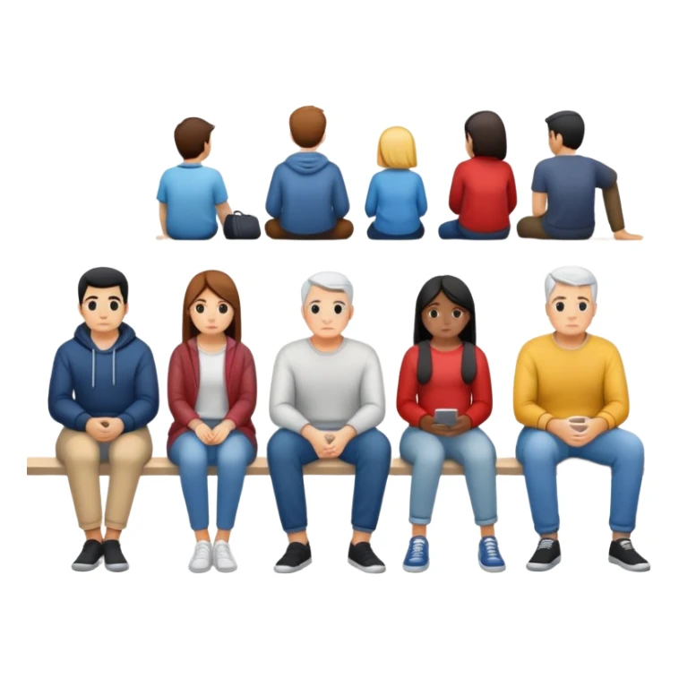 row of people facing away sitting  sticker