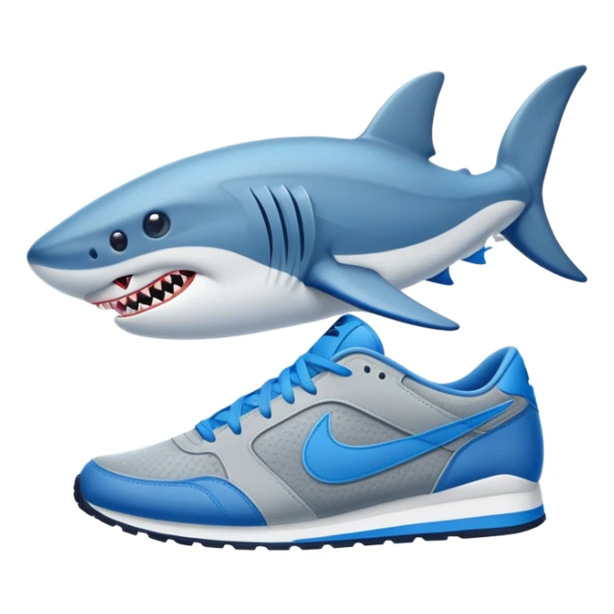 Tiburón con zapatillas azules nike sticker