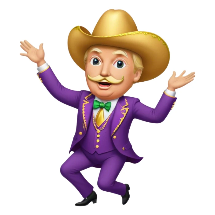 Donald trump dancing at Mardi Gras with a large moustache  sticker