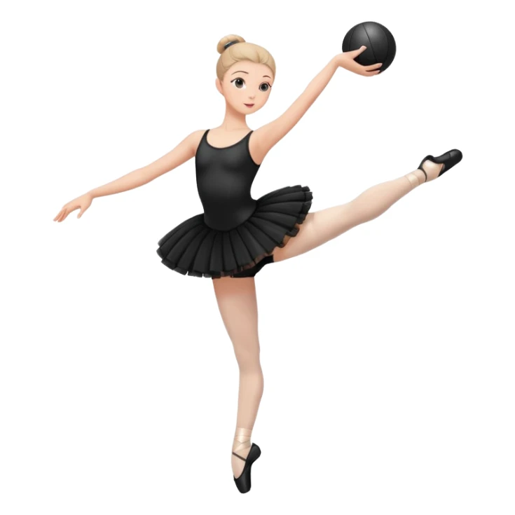 full body balet with black tutu holding ball sticker