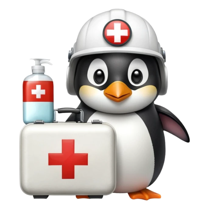 penguin medic with first aid kit and helmet sticker