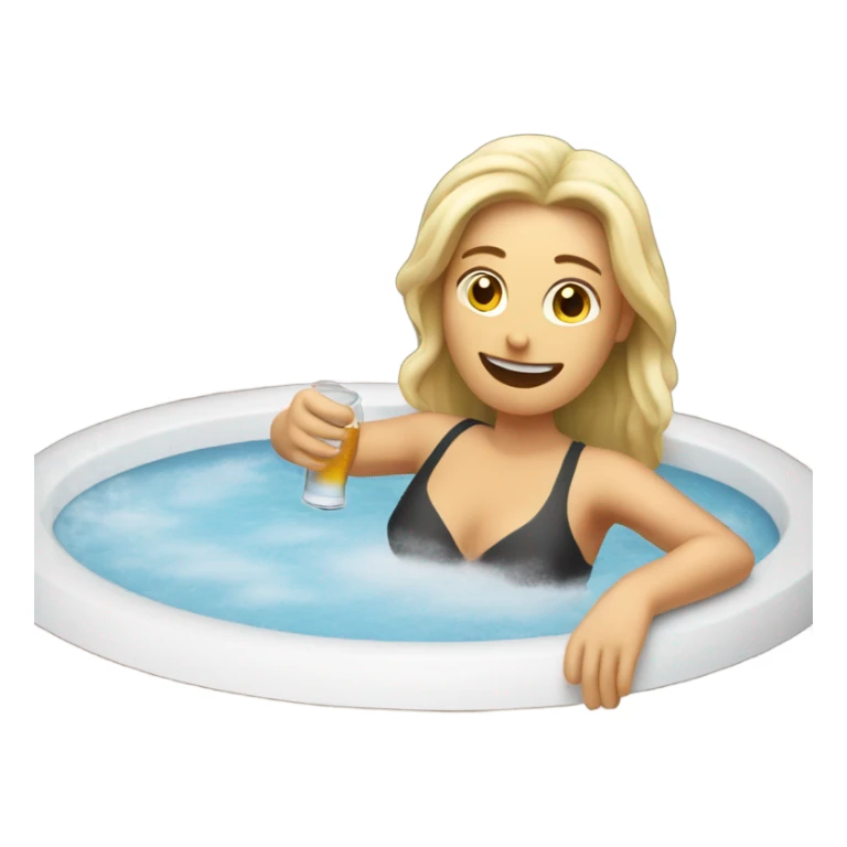 White Woman in hot tub with beer sticker