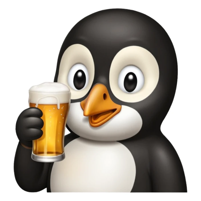 un pingouin réaliste qui boit une bière  sticker