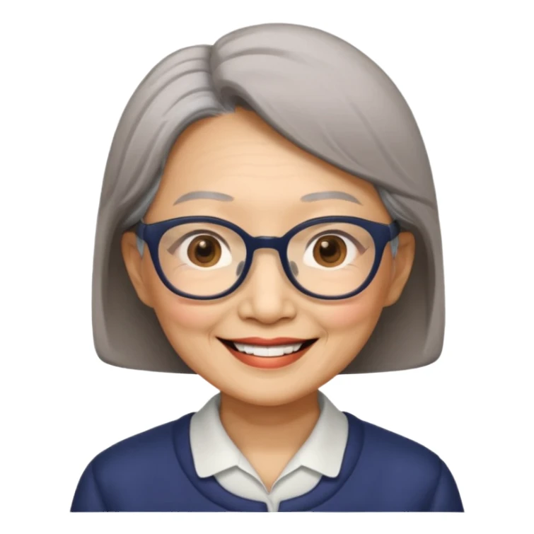 Elder asian woman with glasses sticker