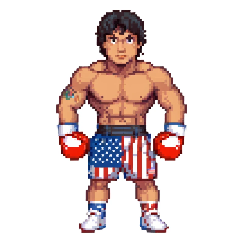 Rocky Balboa boxer with american flag shorts sticker