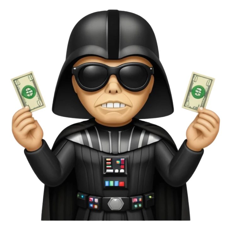 Darth Vader wearing shades with dollar signs sticker