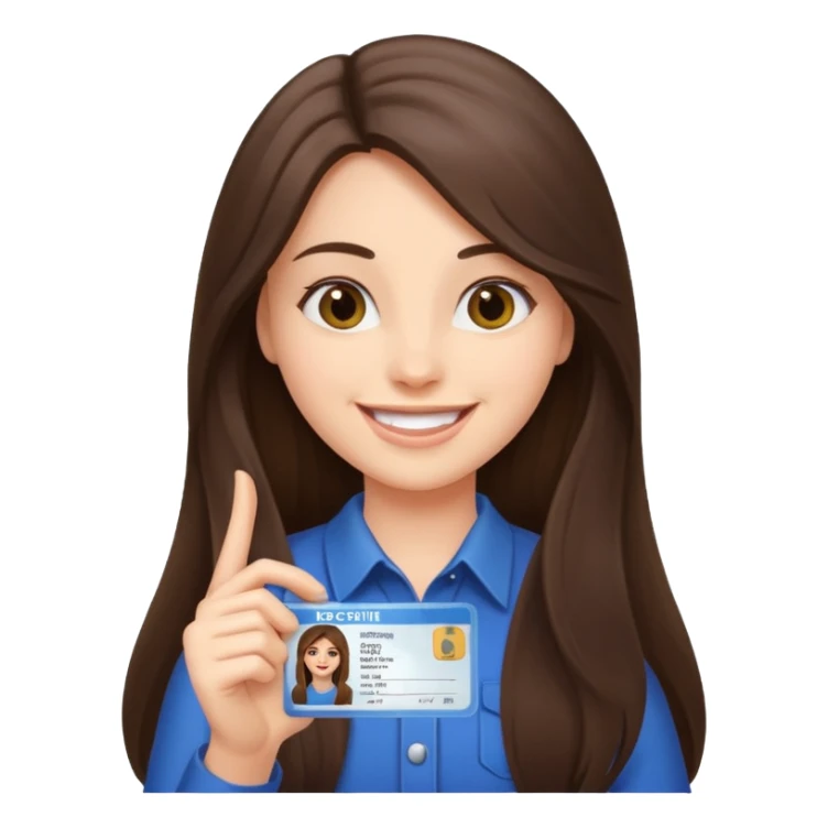 long hair brunette girl holding a driver license sticker