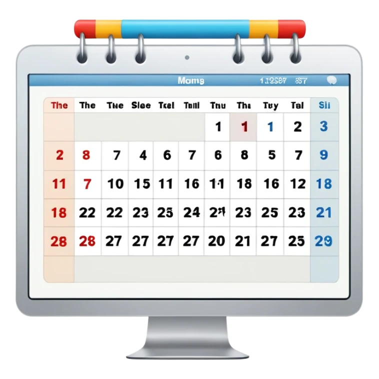 day-calendar with hours and client slots, some booked, on iMac screen sticker