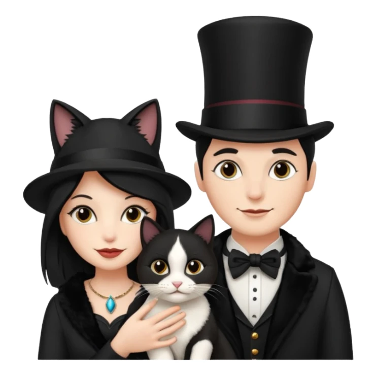 magician couple and their pet cat sticker