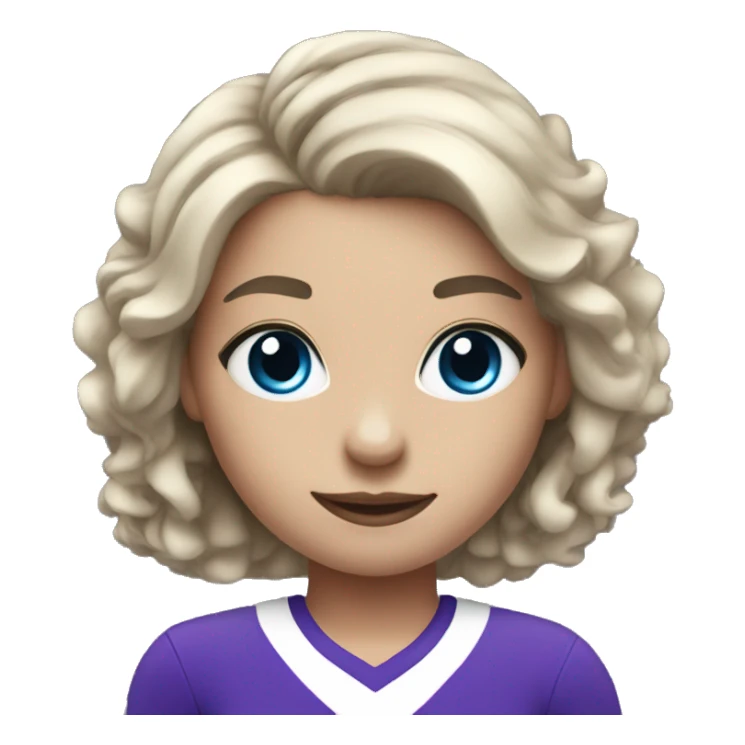 cheerleader in purple with blue eyes and dark hair sticker