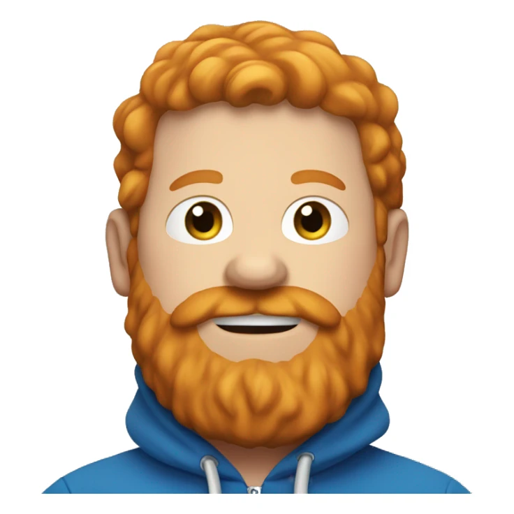 Fat ginger beard man wearing a blue hoodie with hood on sticker