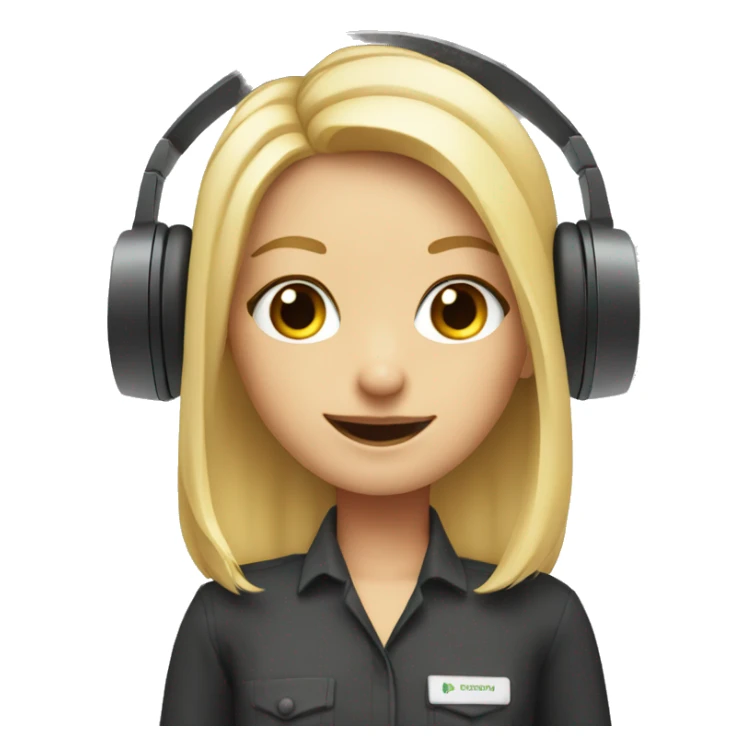 Audio technician blonde girl with an audio desk sticker