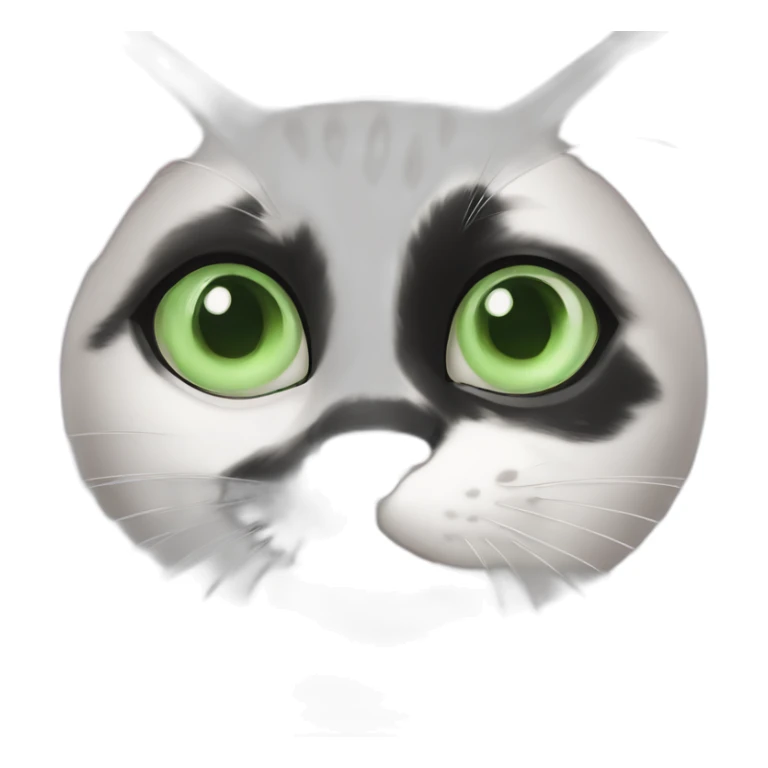 black and white cat pink nose green eyes sticker