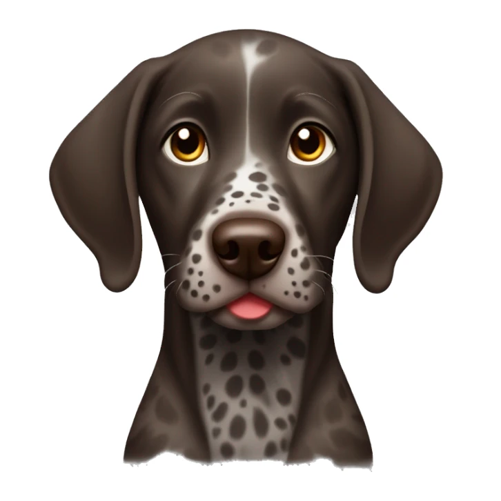 Dark Brown spotted German short haired pointer puppy with ticking with red collar  sticker