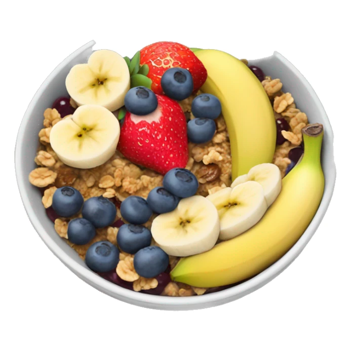 an açaí bowl with bananas strawberry’s and granola sticker