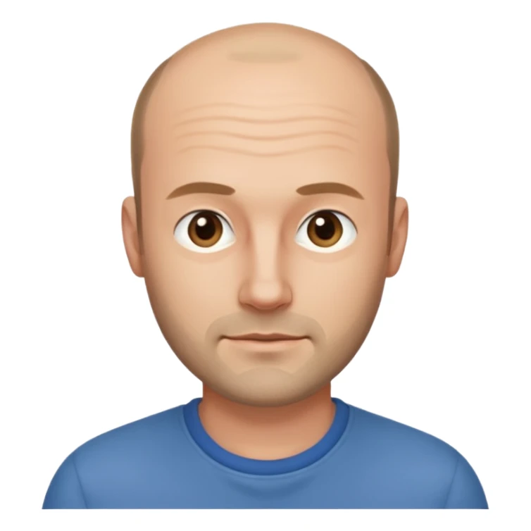 man mid 30's casual clothes balding hairline sticker