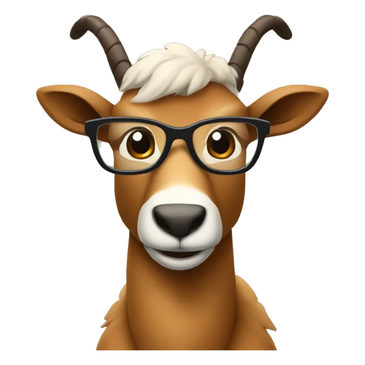 happy smart smiling brown chamois with glasses turn to left sticker