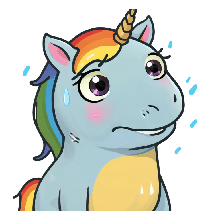Tearful Rainbow baby unicorn with big tears sticker
