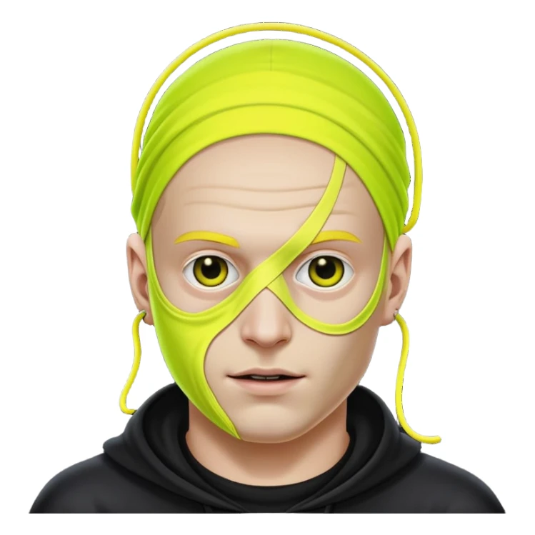 Super idol with a very or even extremely white Trevor Henderson bridge worm face is covering his head and the outline of his hairline and inside of his left ear is neon yellow and super idol is very or extremely white and the background is pitch black sticker