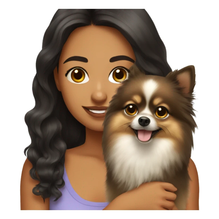 Young Latina girl with Pomeranian sticker