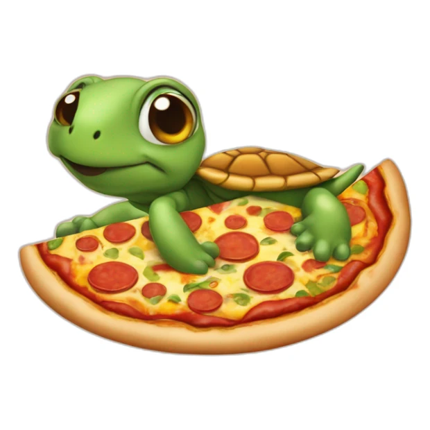 Une tortue ninga qui mange une pizza sticker