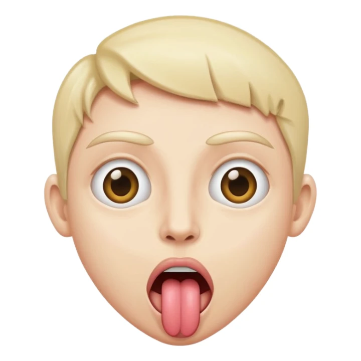 both eyes wide open with tongue stucking out sticker