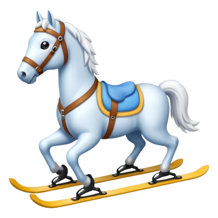 A snow horse made of snow with ski sticker