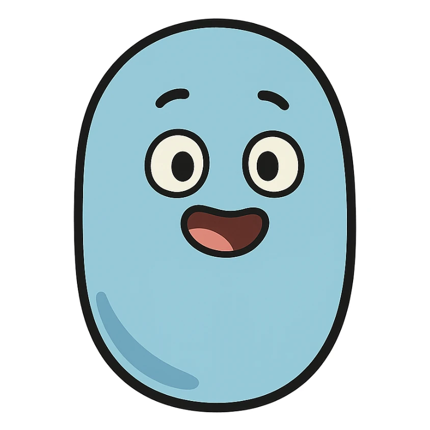 single blue pastille candy, soft rounded shape, subtle shading, minimal details, icon style sticker