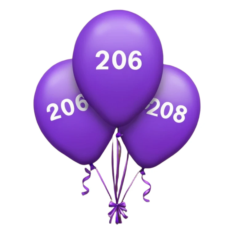baloons with 2026 year to put on the menu in dark brown and violet sticker