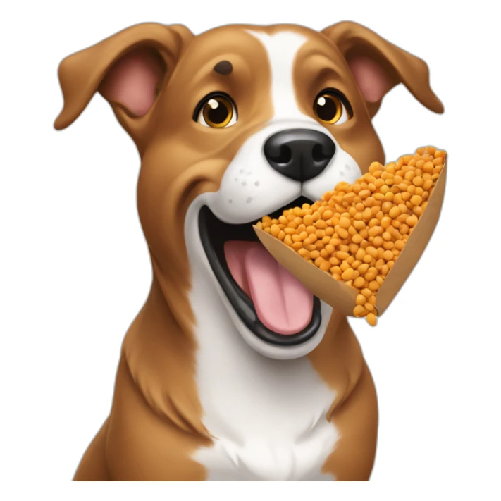 happy dog putting dog food in its mouth sticker