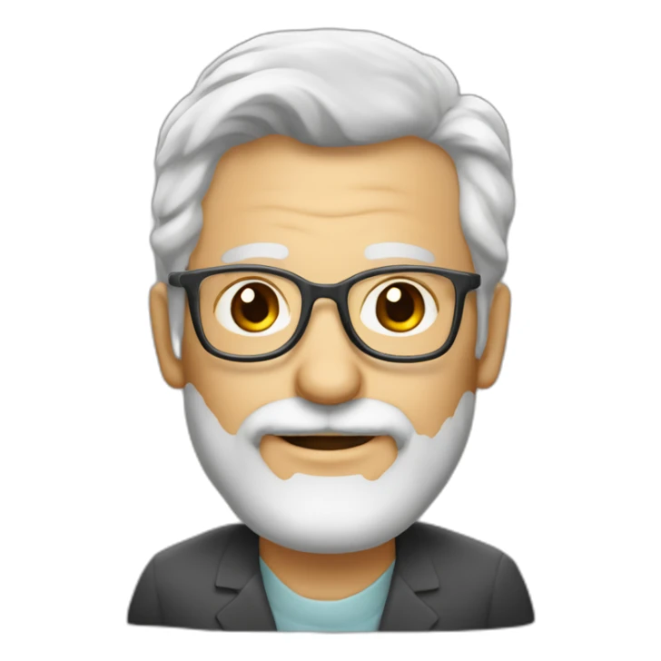 profesor de 50 años con cabello blanco rostro limpio y lentes sticker