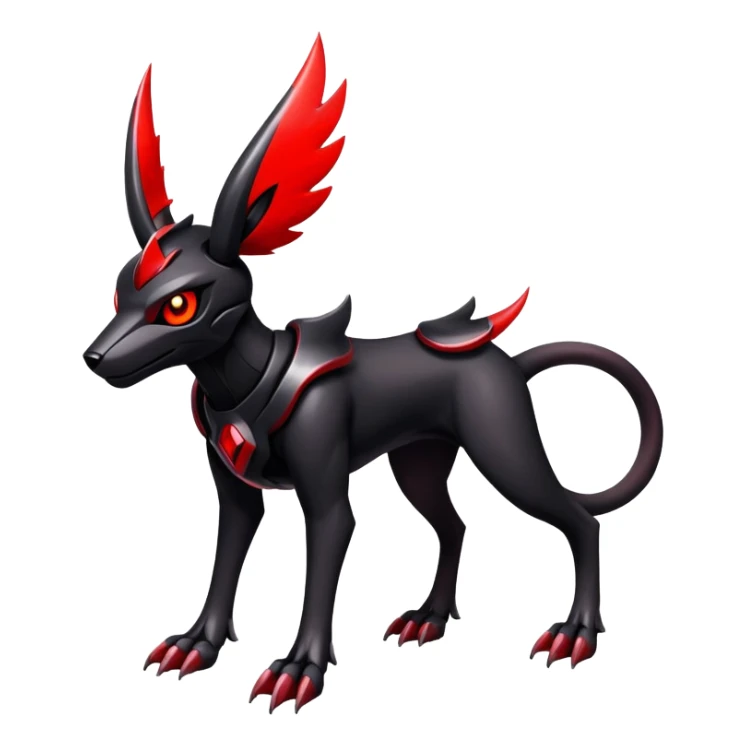 Shiny Gothic Exotic Futuristic Houndoom-Genesect-Pokémon-Fakémon-hybrid-creature sticker