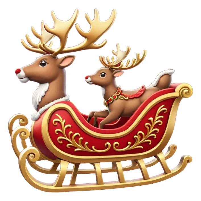 santa's sleigh with reindeer in flight sticker