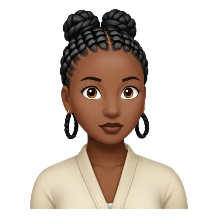 portrait of dark-skinned woman with black cornrows in a bun sticker