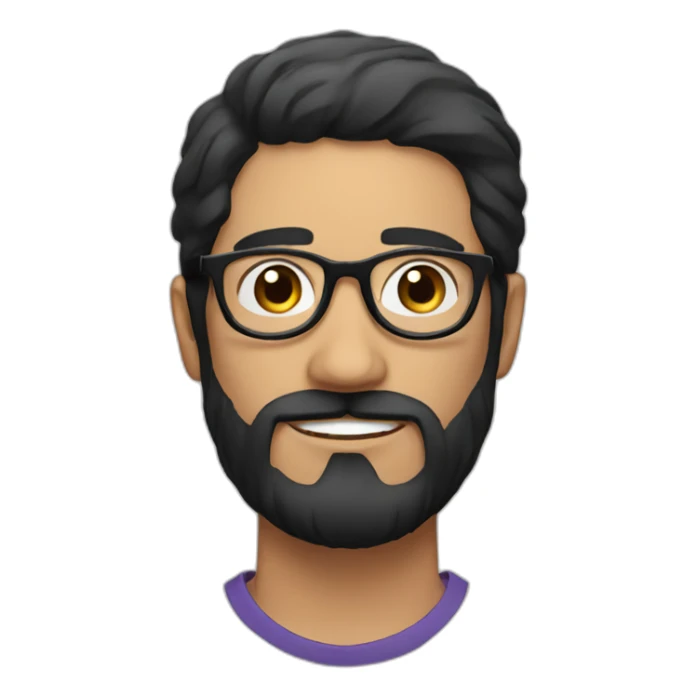 chilean man with black hair and black beard and round white glasses sticker