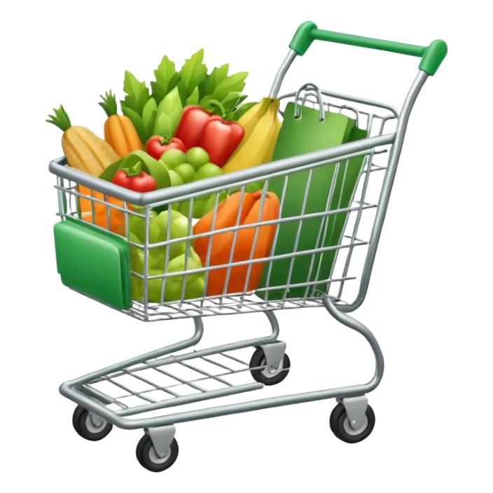 create shopping trolley emoji with green tone color sticker