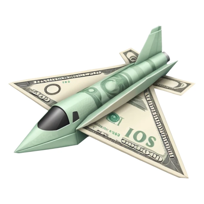 Paper plane made of money sticker