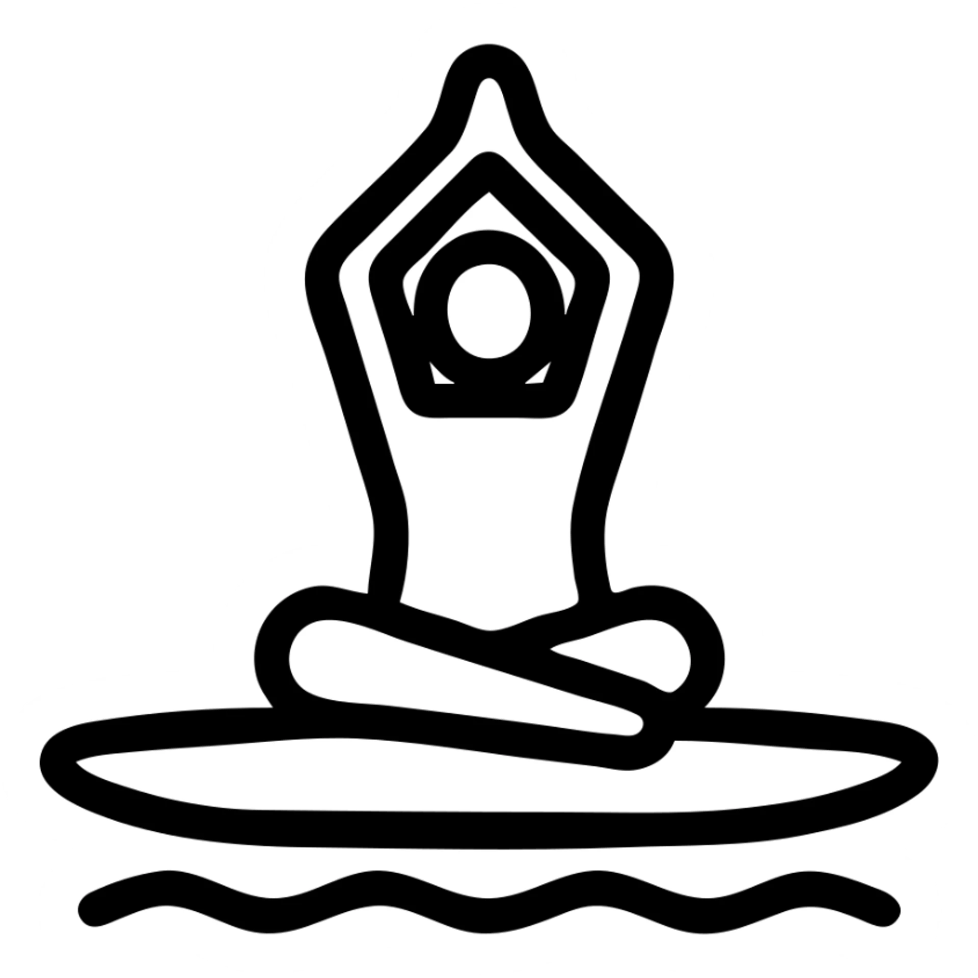 icon on the theme of yoga paddle boarding classes.  sticker