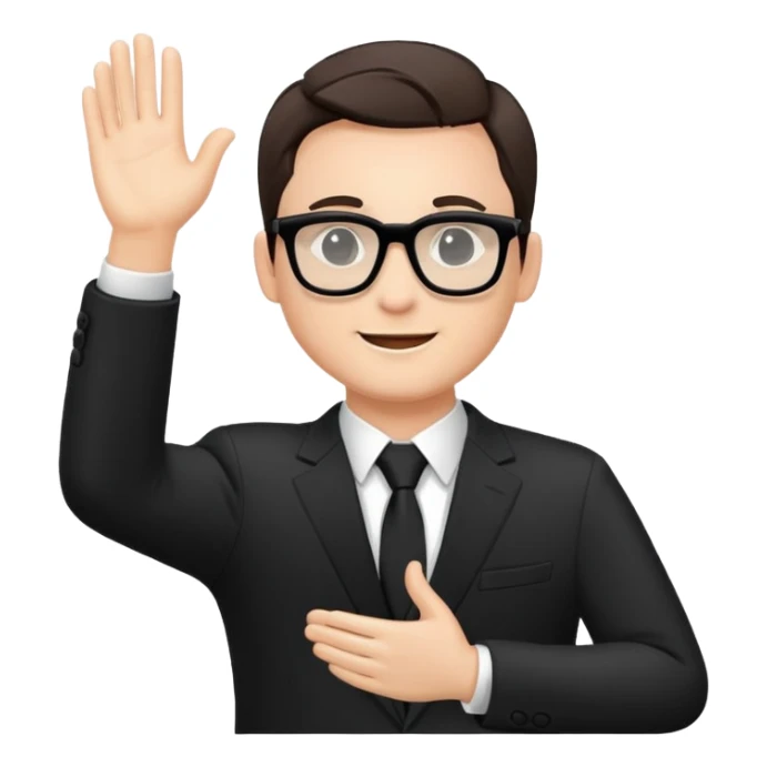 I need a clapping man with balck suit with balck glasses  sticker