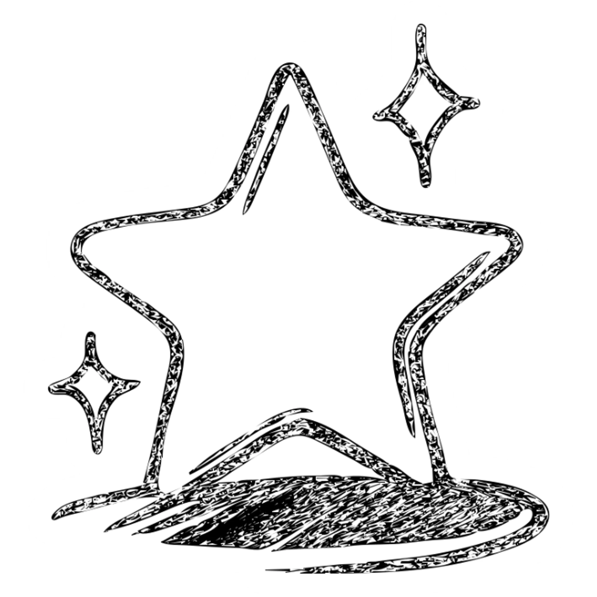 hand-drawn outlined icon of a small bright star on a glossy black vehicle surface, subtle reflections, clean and modern sticker