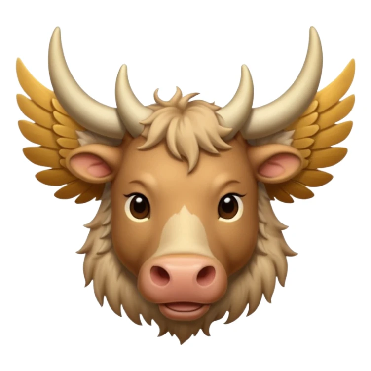 face on 4 legged winged ox emoji light brown body visible too with wings on back sticker