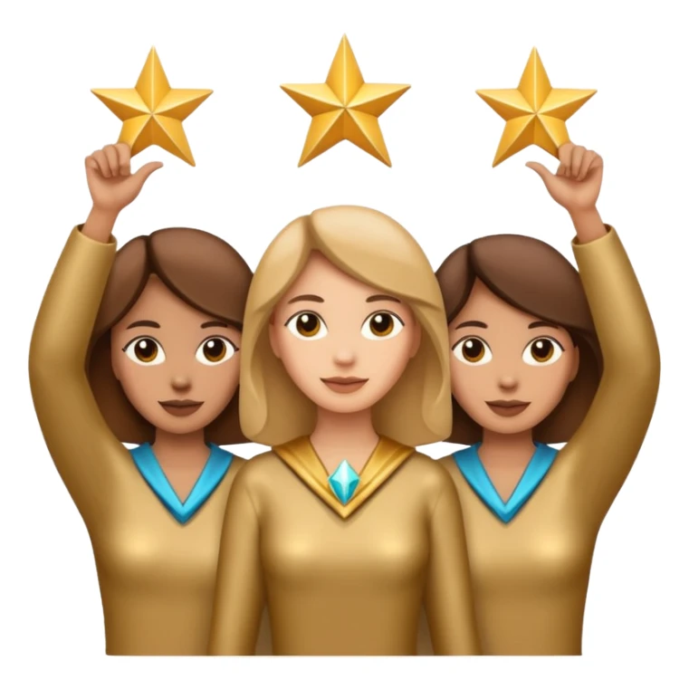 bronze women holding up 3 stars in a triangle sticker