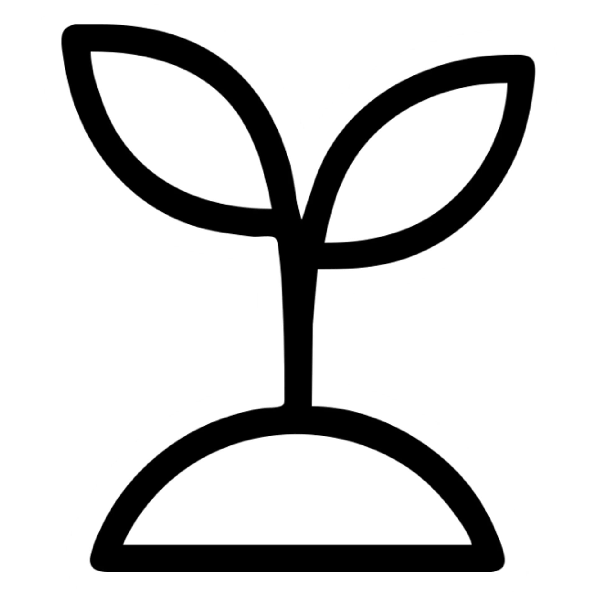 outlined icon of a plant sprouting upwards, minimal, no fill, black lines sticker