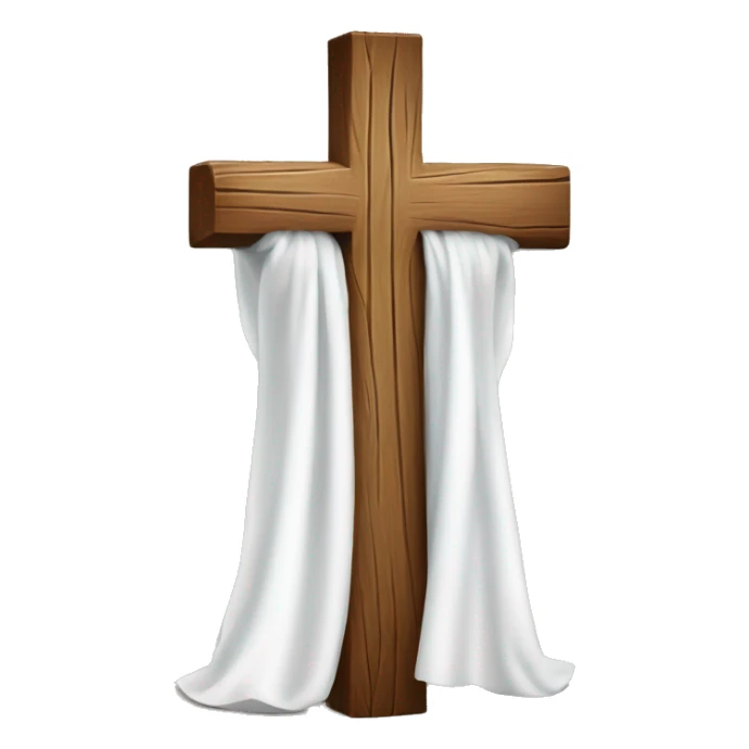 Wood cross with a white cloth draped on it sticker